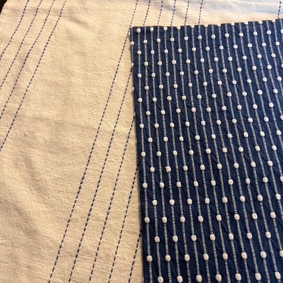 Matching Pillow Shams- Navy, White, Light blue pick stitch and dot 22x22 - Picture 2 of 7